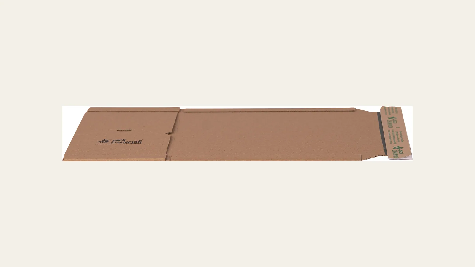 Productfoto van een wikkeldoos 217×155×60 mm bruin van packCHAMPION op een lichte achtergrond.