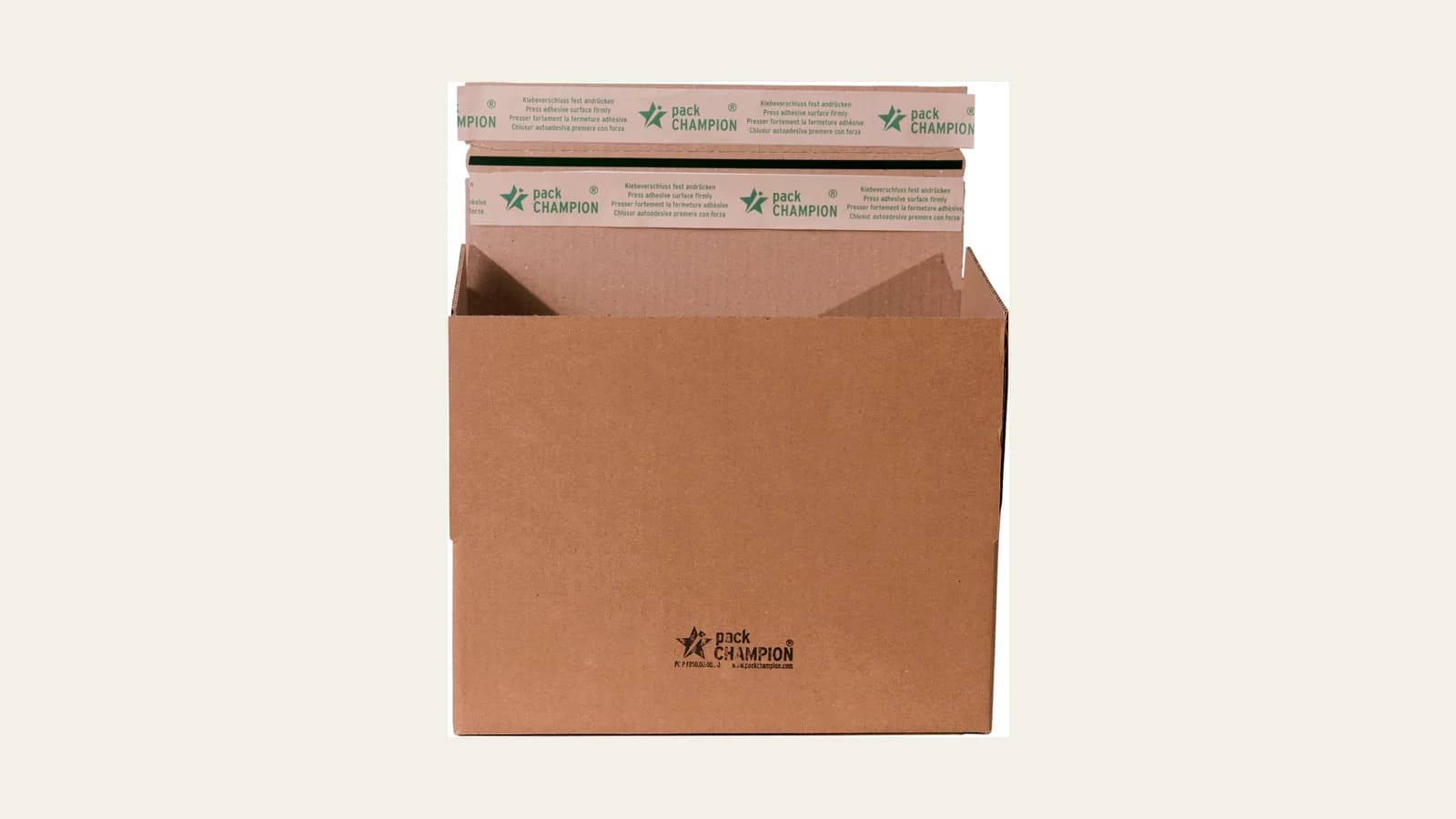 Productfoto van een verzenddoos 160×130×70 mm bruin van packCHAMPION op een lichte achtergrond.