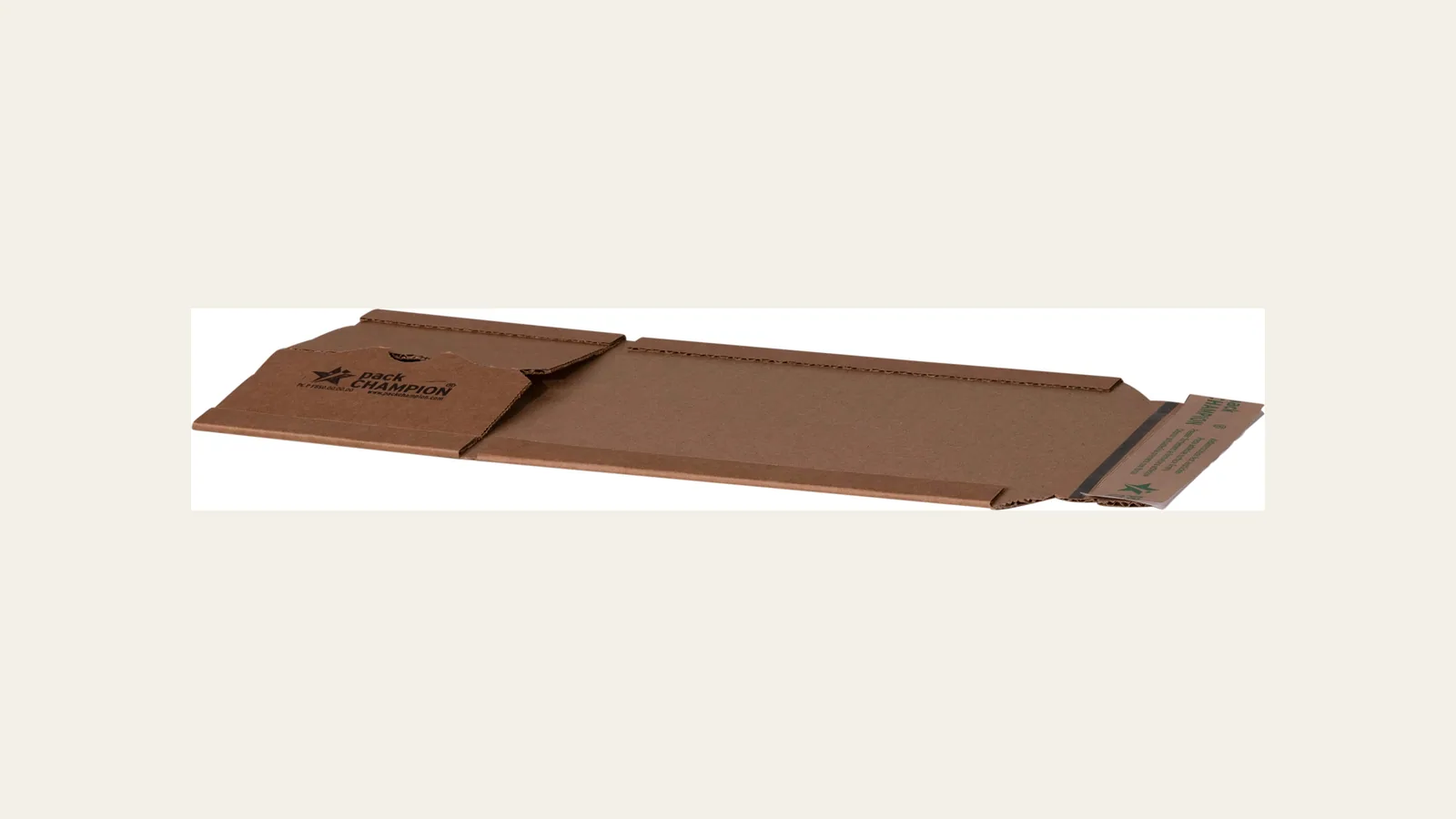 Productfoto van een wikkeldoos 147×129×55 mm bruin van packCHAMPION op een lichte achtergrond.